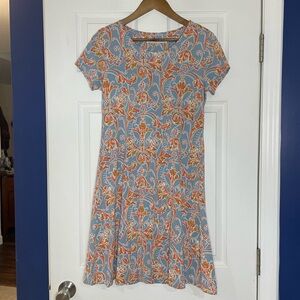 Peruvian Connection Pima Cotton Paisley Floral Short Sleeve Dress - Small